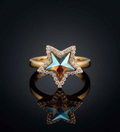 Sterling Silver Star Shape Rose Gold Multi-Colour CZ Ring