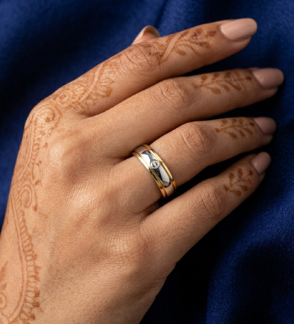 925 Sterling Silver & Gold Two-Tone Band Ring
