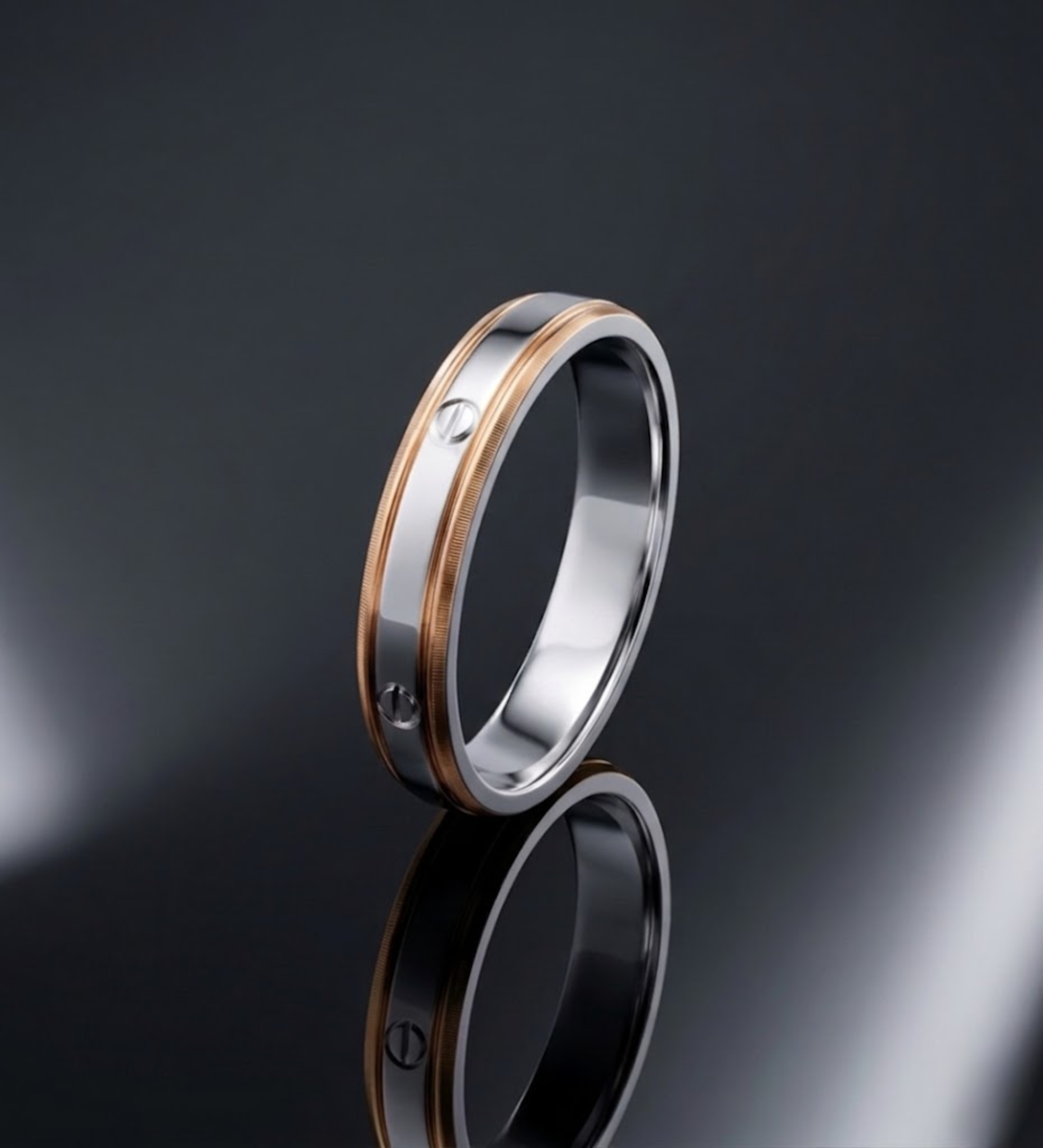 925 Sterling Silver & Rose Gold Two-Tone Band Ring