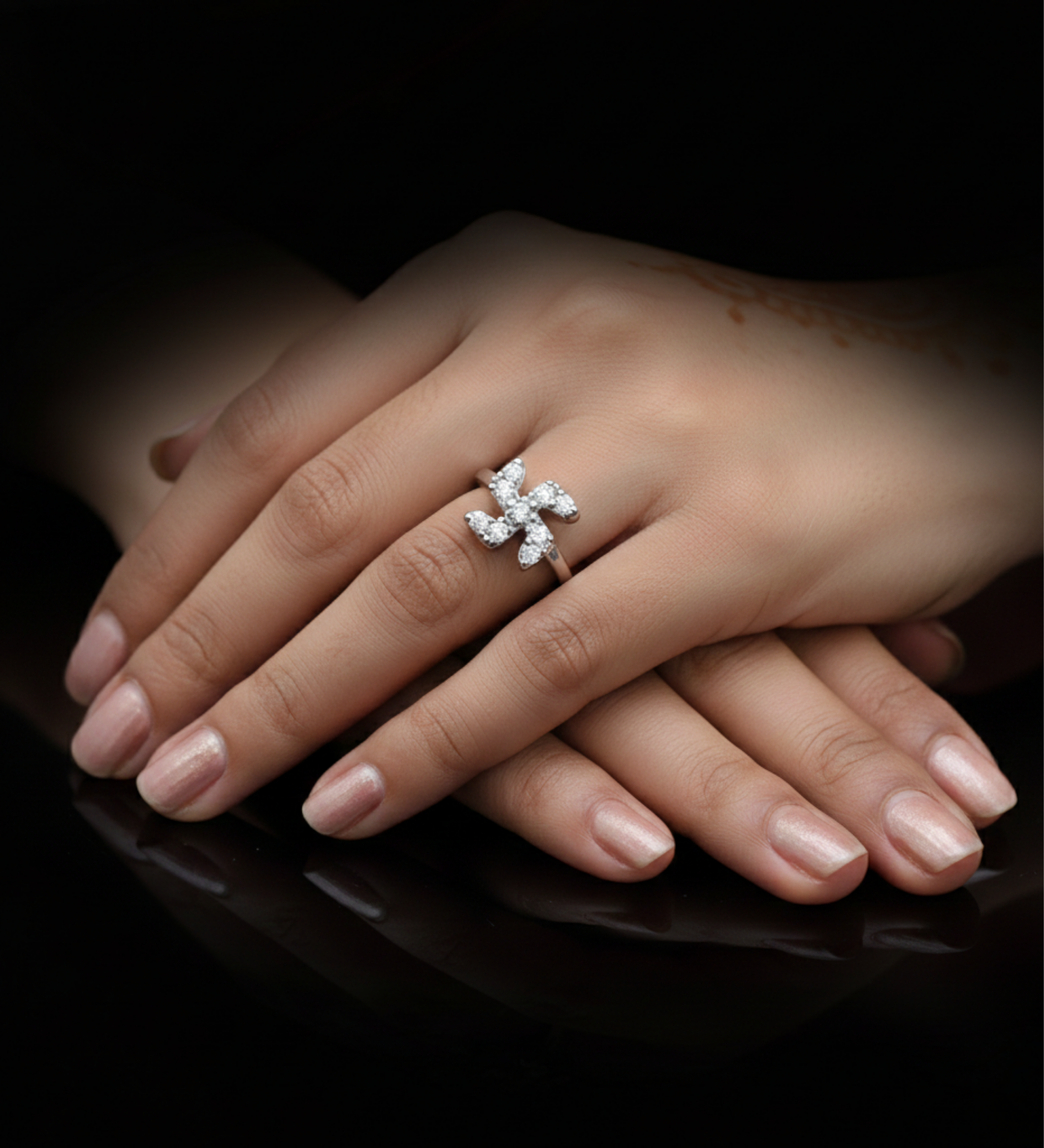 Swastik 925 Light Weight AD Ring L
