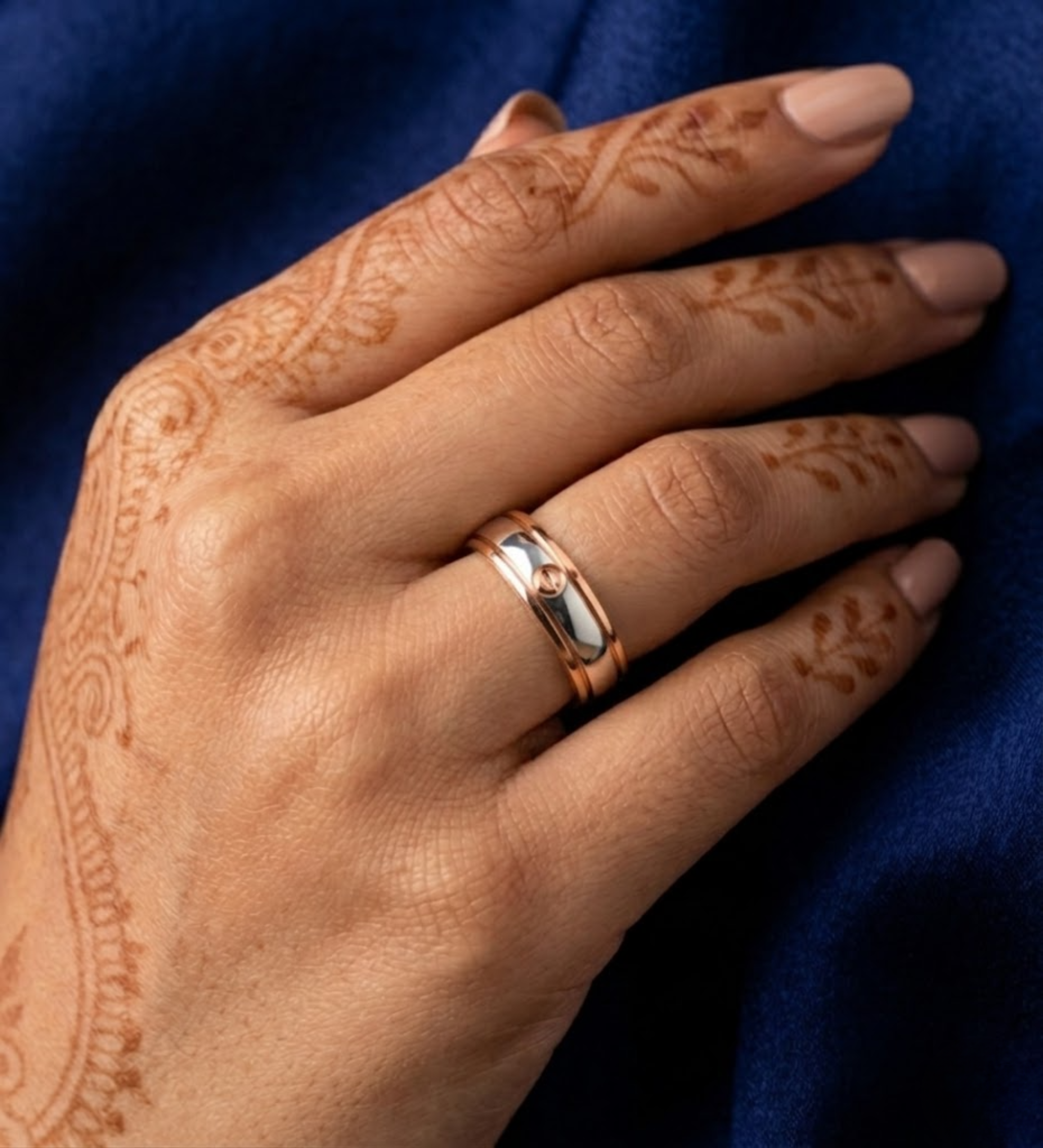 925 Sterling Silver & Rose Gold Two-Tone Band Ring