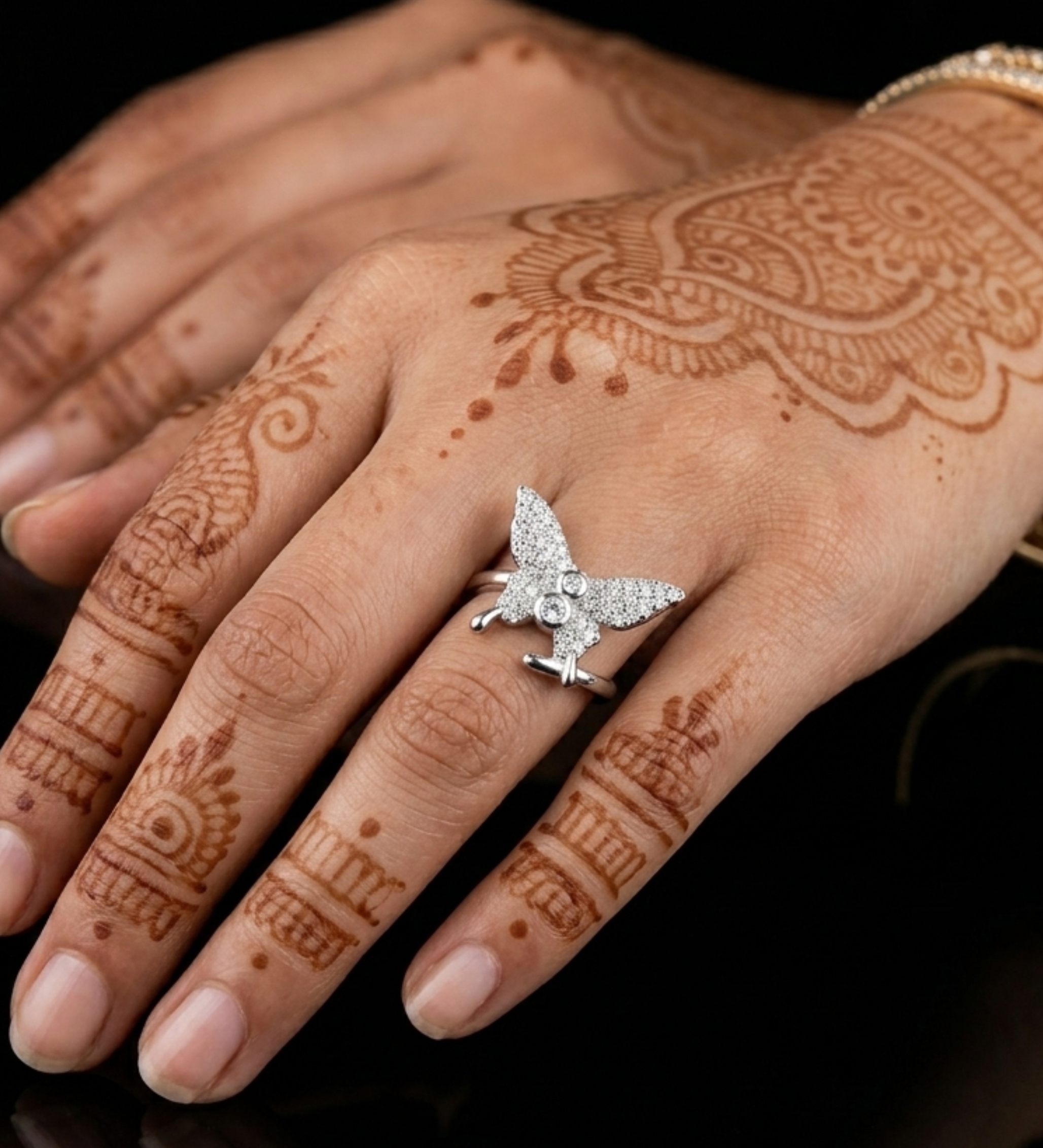 Sterling Silver Butterfly Design CZ Ring