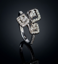 925 Sterling Silver Triple Square Cluster CZ Ring