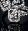 925 Sterling Silver Triple Square Cluster CZ Ring