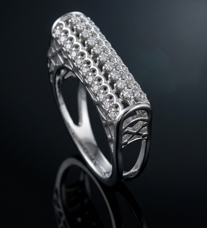 925 Sterling Silver Rectangular Bar CZ Ring – Modern Geometric Statement