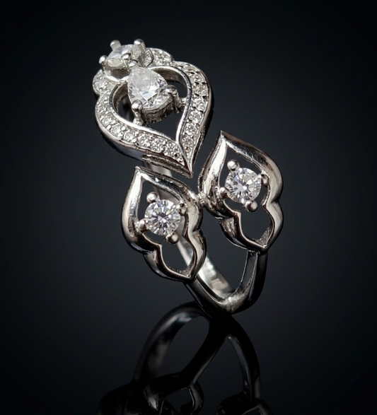 925 Sterling Silver Royal Teardrop Trio Ring