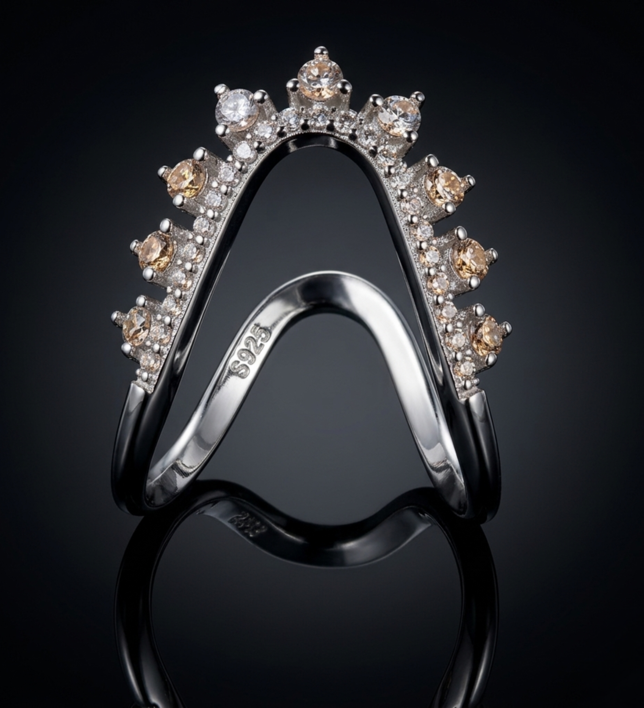 925 Premium Sterling Silver Adjustable V Shape Ring