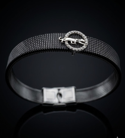 Leopard Circle Mesh Bracelet in 925 Sterling Silver