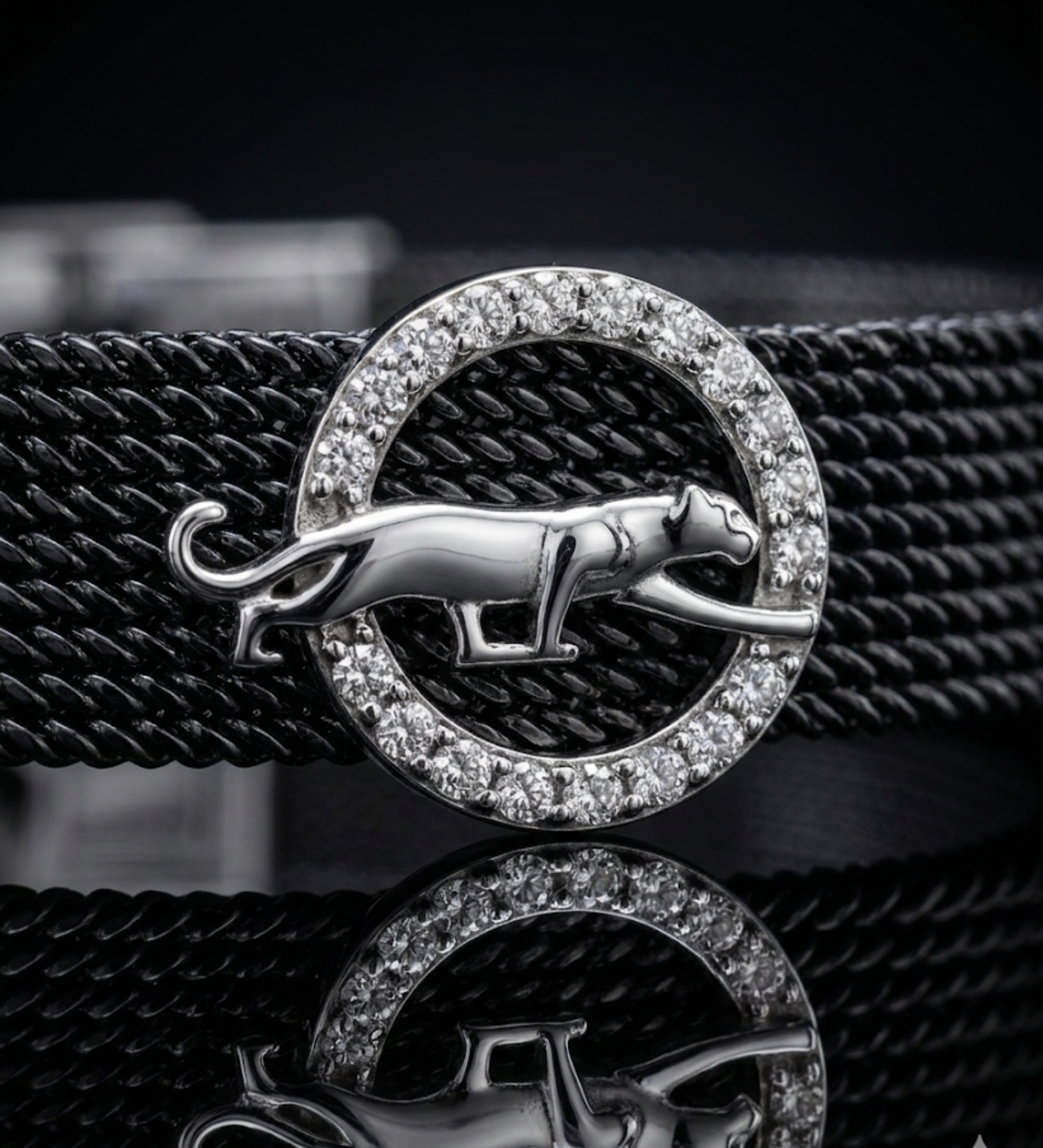 Leopard Circle Mesh Bracelet in 925 Sterling Silver