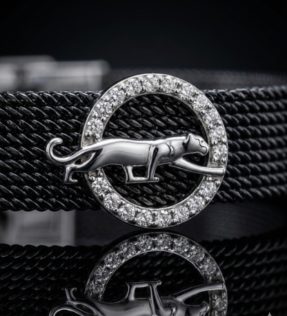 Leopard Circle Mesh Bracelet in 925 Sterling Silver