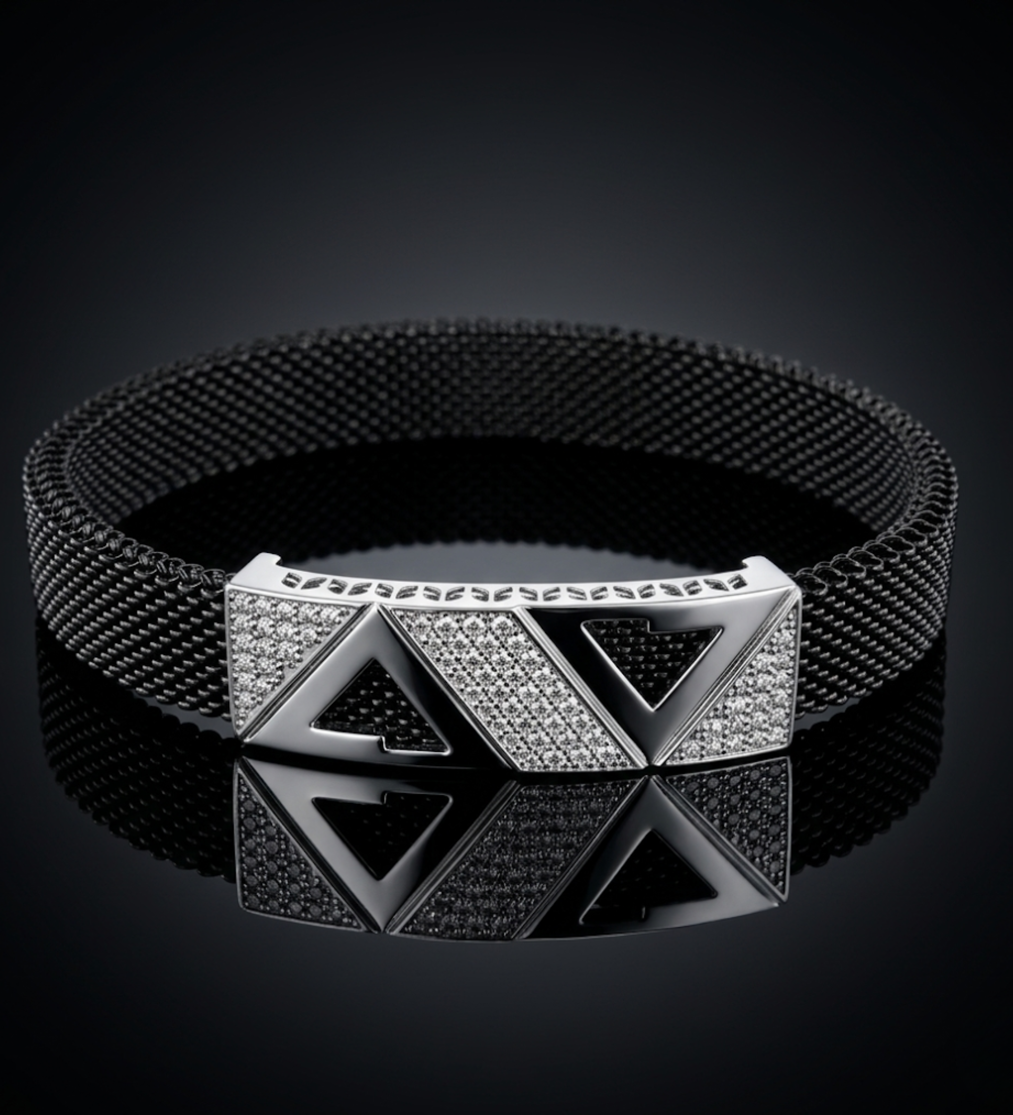 925 Sterling Silver Sparking Tringle Mesh Bracelet