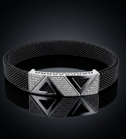 925 Sterling Silver Sparking Tringle Mesh Bracelet