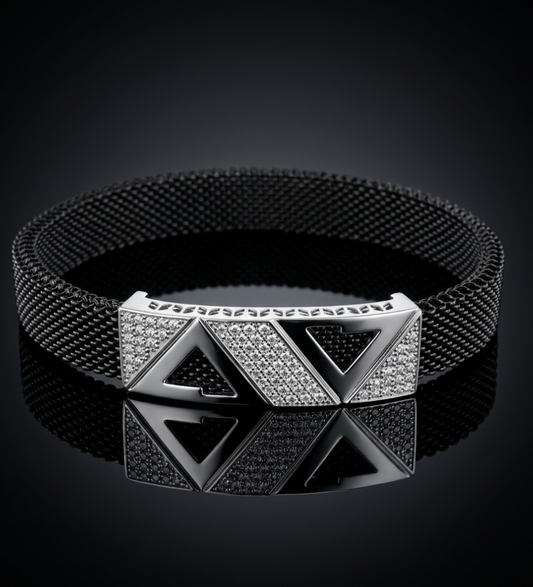 925 Sterling Silver Sparking Tringle Mesh Bracelet