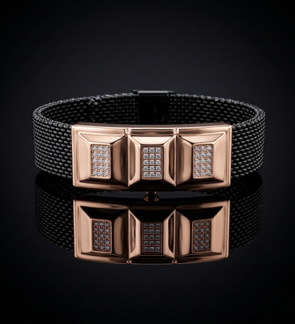 925 Sterling Rose Gold Loop Mesh Silver Bracelet