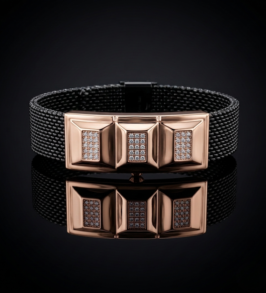 925 Sterling Rose Gold Loop Mesh Silver Bracelet