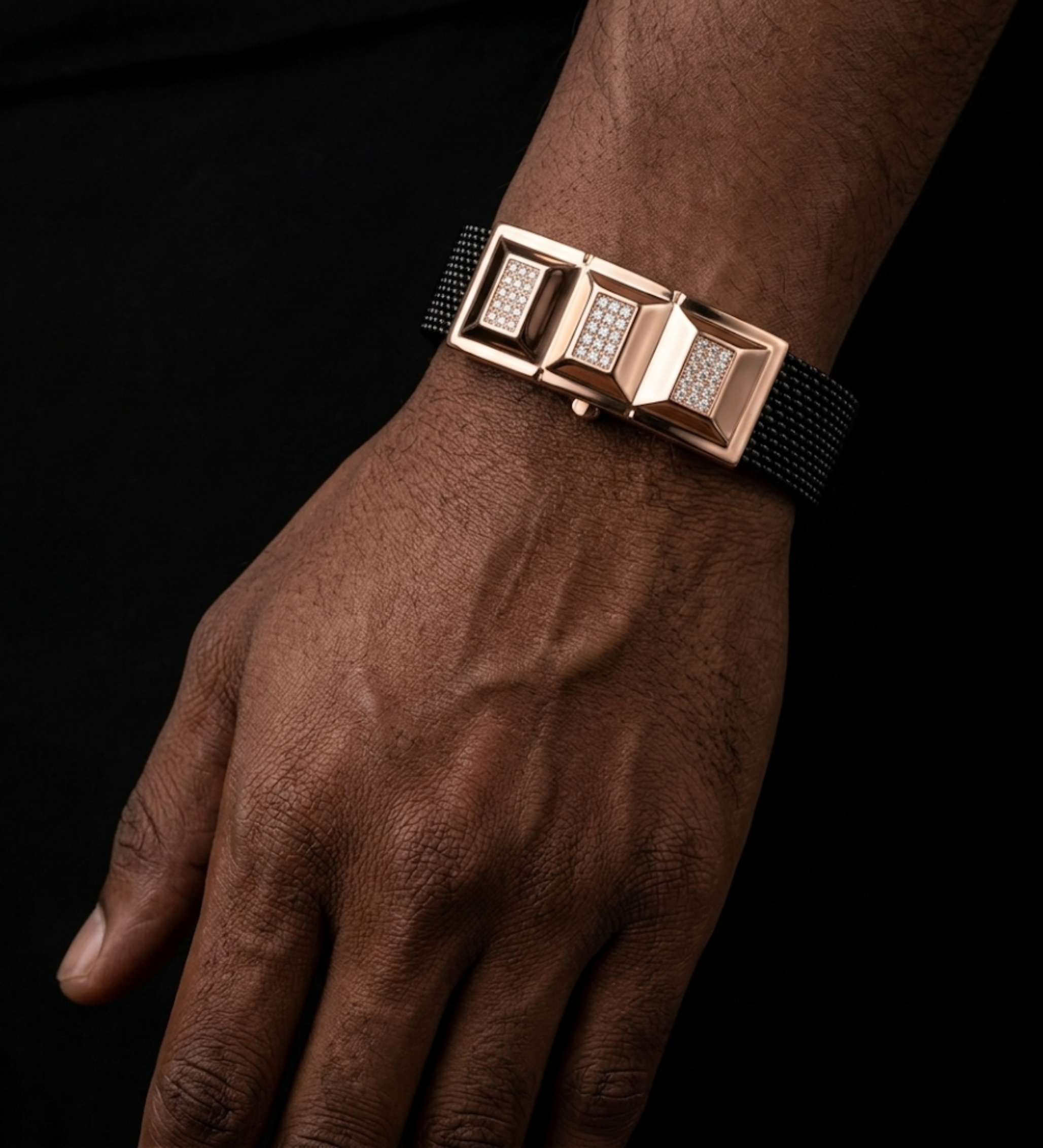 925 Sterling Rose Gold Loop Mesh Silver Bracelet