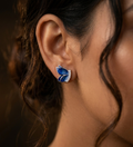 Sterling Silver Tone Deep Blue Butterfly Earrings