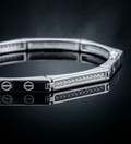 925 Sterling Silver Hexagonal Pave Link Bracelet