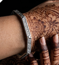 925 Sterling Silver Hexagonal Pave Link Bracelet