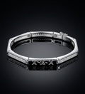 925 Sterling Silver Geometric Monogram Linked Bangle