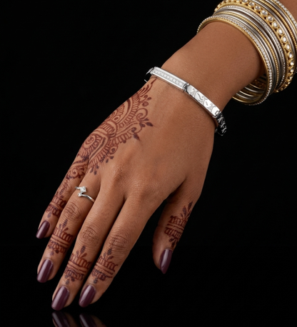 925 Sterling Silver Geometric Monogram Linked Bangle