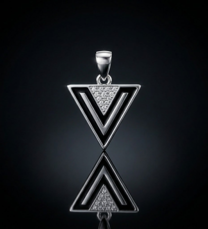 925 Sterling Silver Modern V-Shape Geometric Pendant