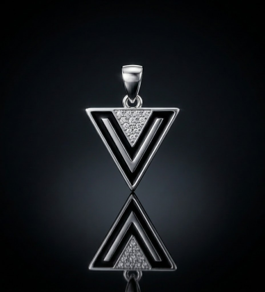 925 Sterling Silver Modern V-Shape Geometric Pendant