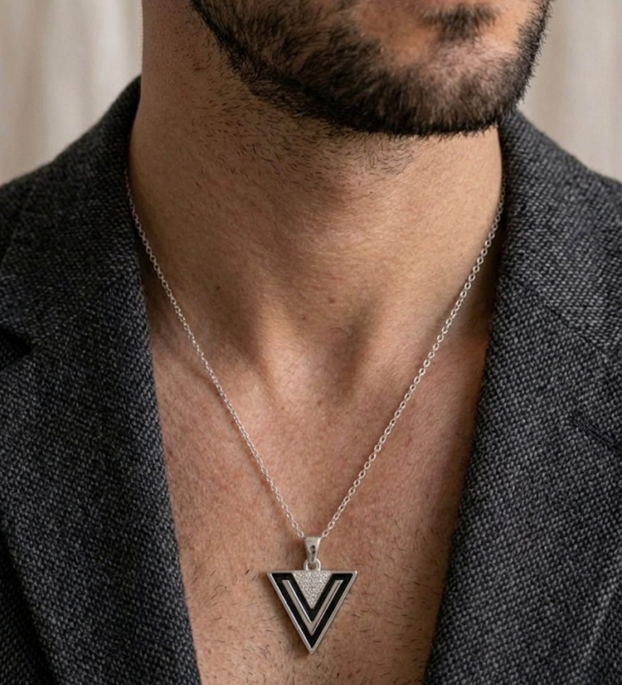 925 Sterling Silver Modern V-Shape Geometric Pendant