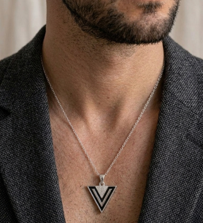 925 Sterling Silver Modern V-Shape Geometric Pendant