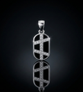 925 Sterling Silver Geometric Cross Oval Pendant