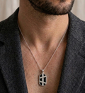 925 Sterling Silver Geometric Cross Oval Pendant
