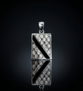 925 Sterling Silver Geometric Onyx & Diamond Accent Pendant