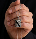 925 Sterling Silver Geometric Onyx & Diamond Accent Pendant