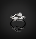 Double Hearts Sparkling AD Ring