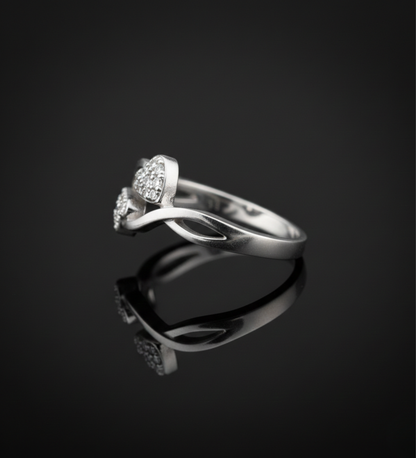Double Hearts Sparkling AD Ring