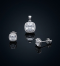 Radiant Cushion Cut Halo 925 Sterling Silver Jewellery Set
