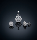 925 Sterling Silver Snowflake Pendant and Earrings Set