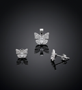 925 Sterling Silver Pave Butterfly Pendant and Earrings Set