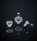 925 Sterling Silver Heart Pendant and Earrings Set