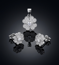925 Sterling Silver Sparkling Four-Leaf Clover Jewellery Set