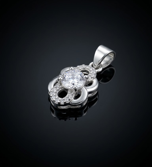 925 Sterling Silver Infinity Floral CZ Pendant