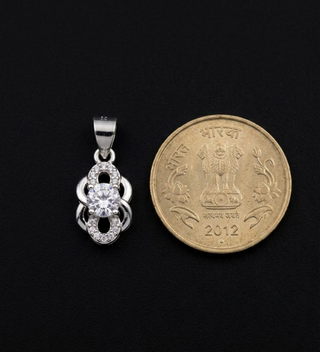 925 Sterling Silver Infinity Floral CZ Pendant