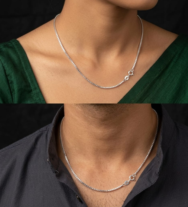 925 Sterling Silver Classic Box Chain necklace