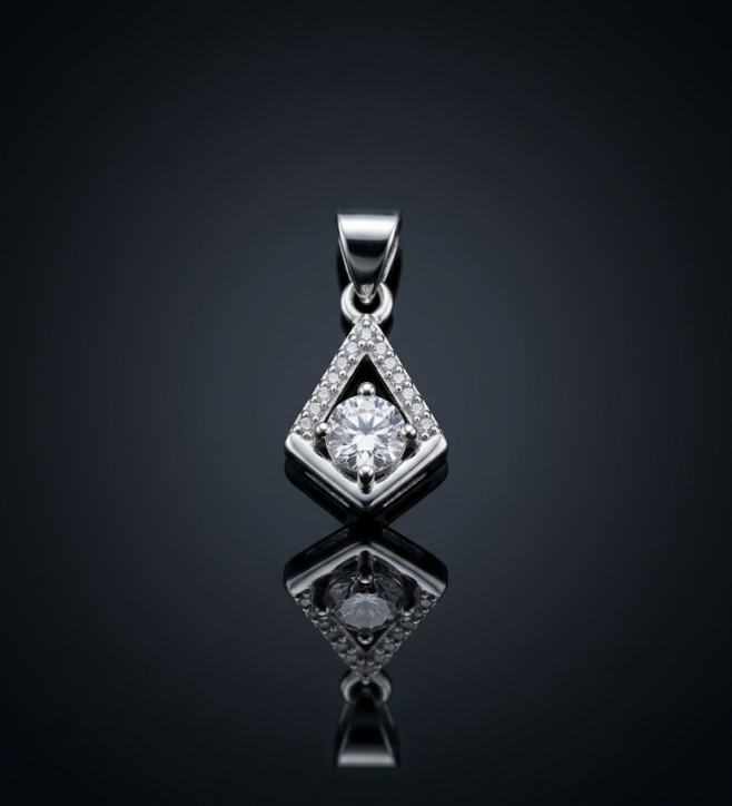 Geometric CZ Diamond Pendant in 925 Sterling Silver