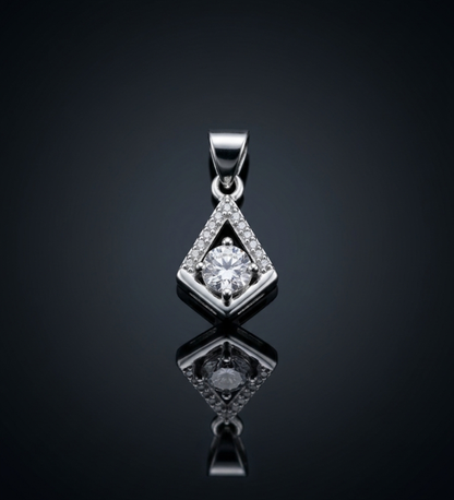 Geometric CZ Diamond Pendant in 925 Sterling Silver