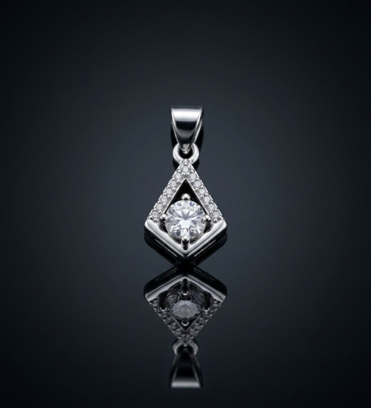 Geometric CZ Diamond Pendant in 925 Sterling Silver