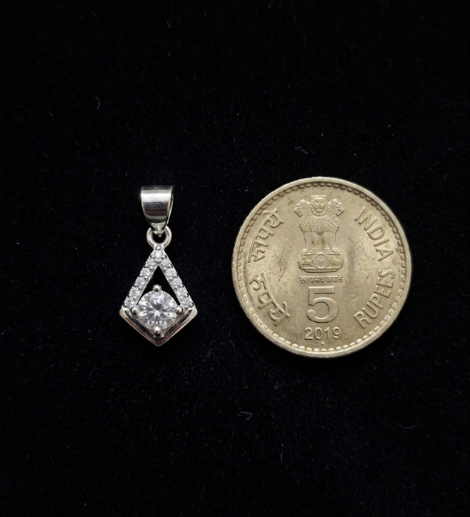 Geometric CZ Diamond Pendant in 925 Sterling Silver