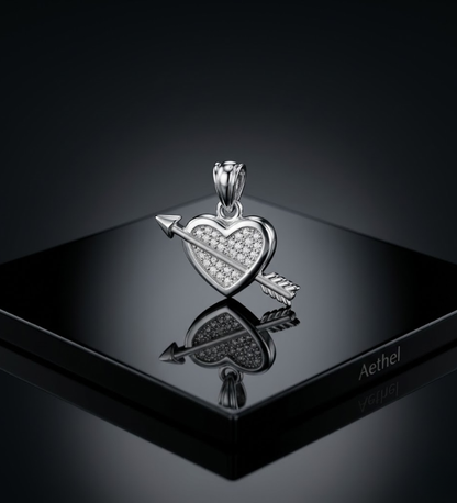 Cupid’s Arrow Heart Pendant in 925 Sterling Silver
