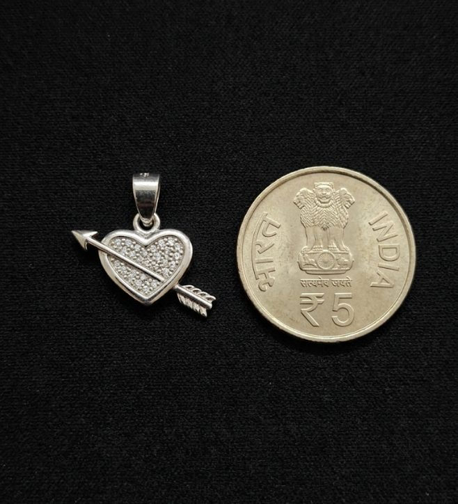 Cupid’s Arrow Heart Pendant in 925 Sterling Silver