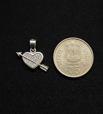 Cupid’s Arrow Heart Pendant in 925 Sterling Silver